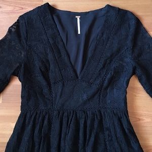 FREE PEOPLE Black Lace Midi Dress
